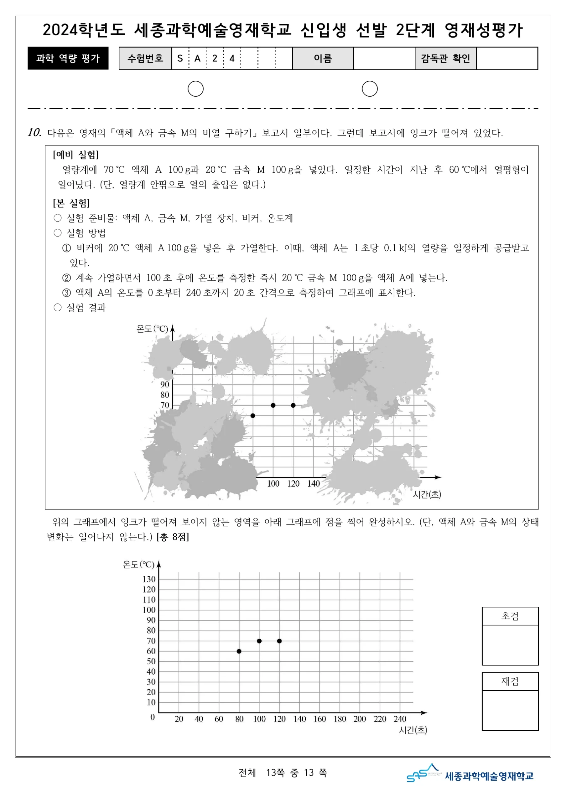 2024학년도 세종과학예술영재학교 2단계 과학역량평가 14페이지