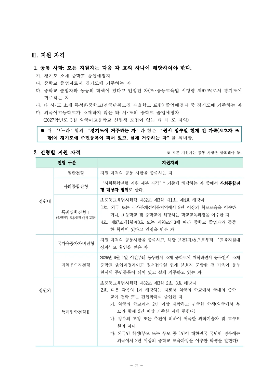 2027학년도 동두천외고 모집요강 3페이지